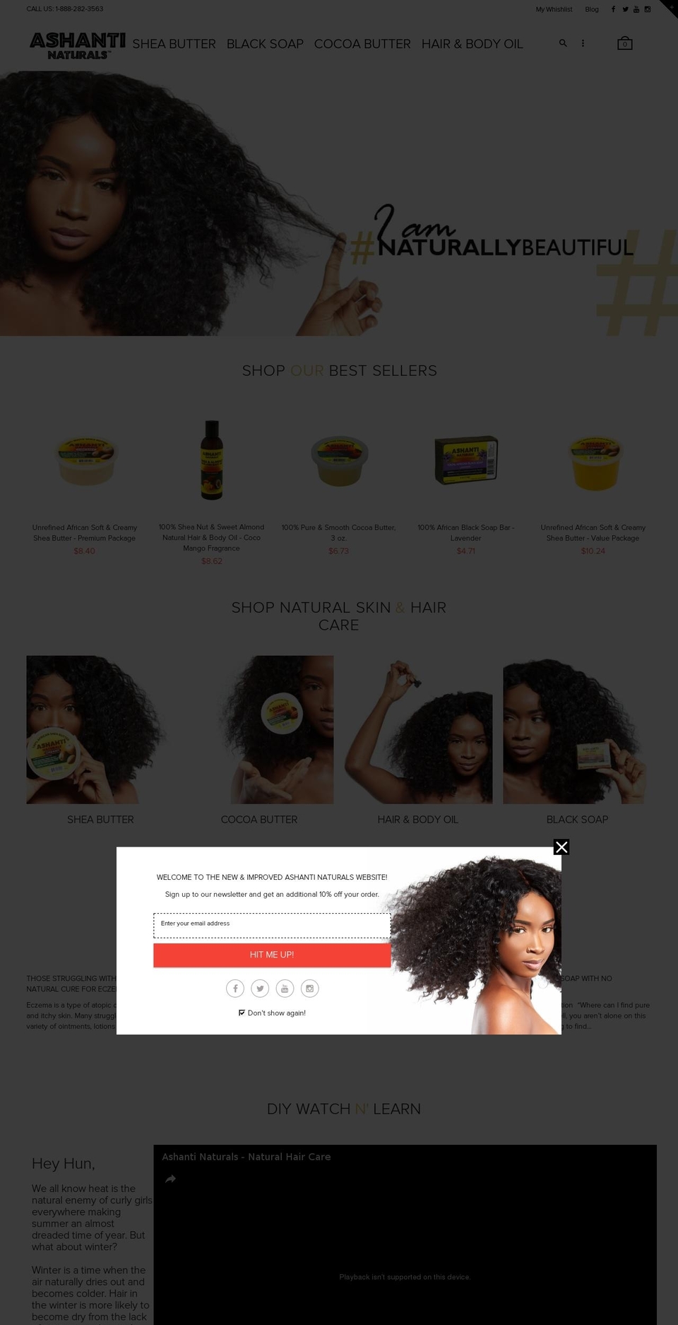 ashantinaturals.com shopify website screenshot