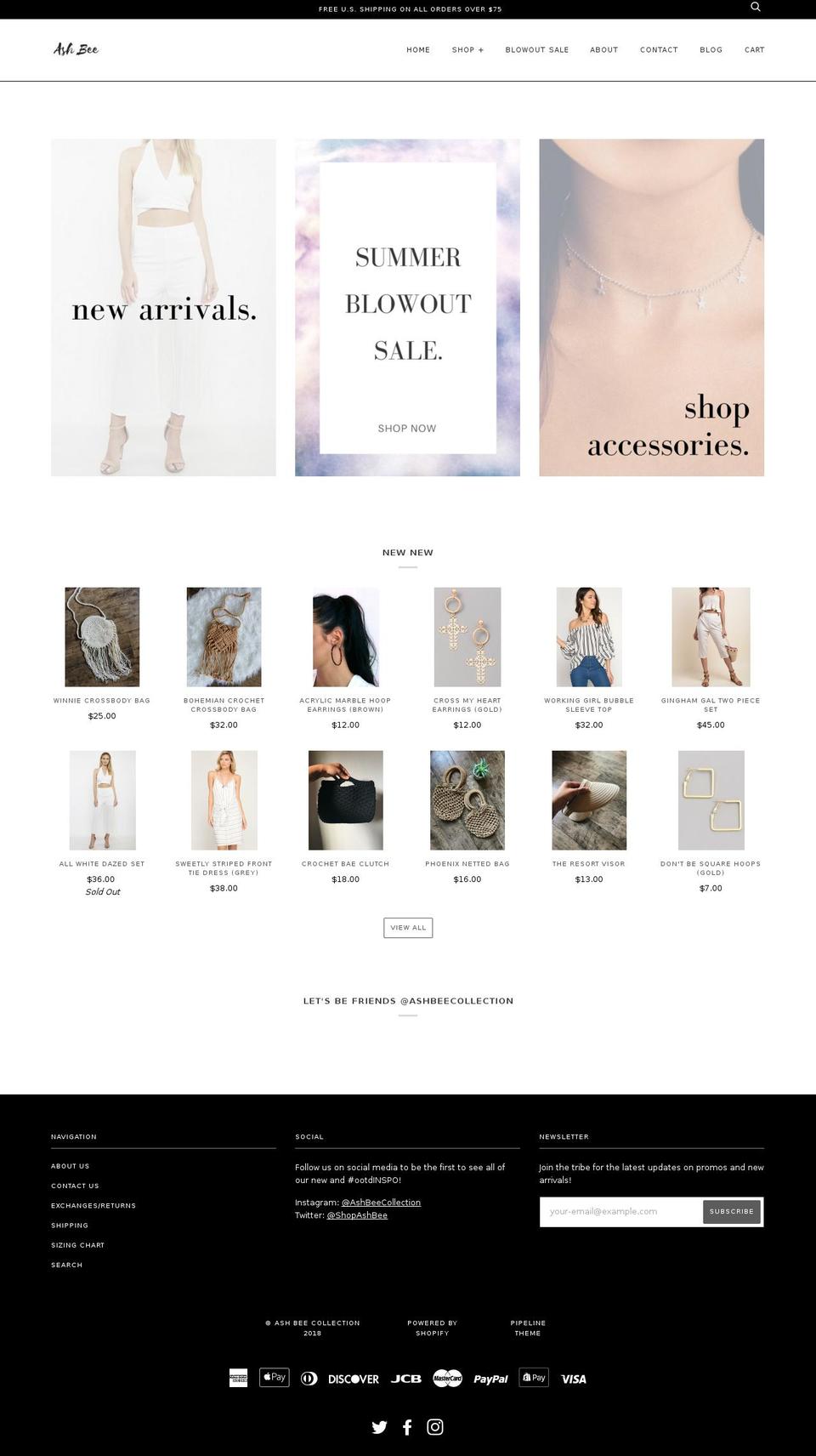 ashbeecollection.com — Shopify storefront screenshot