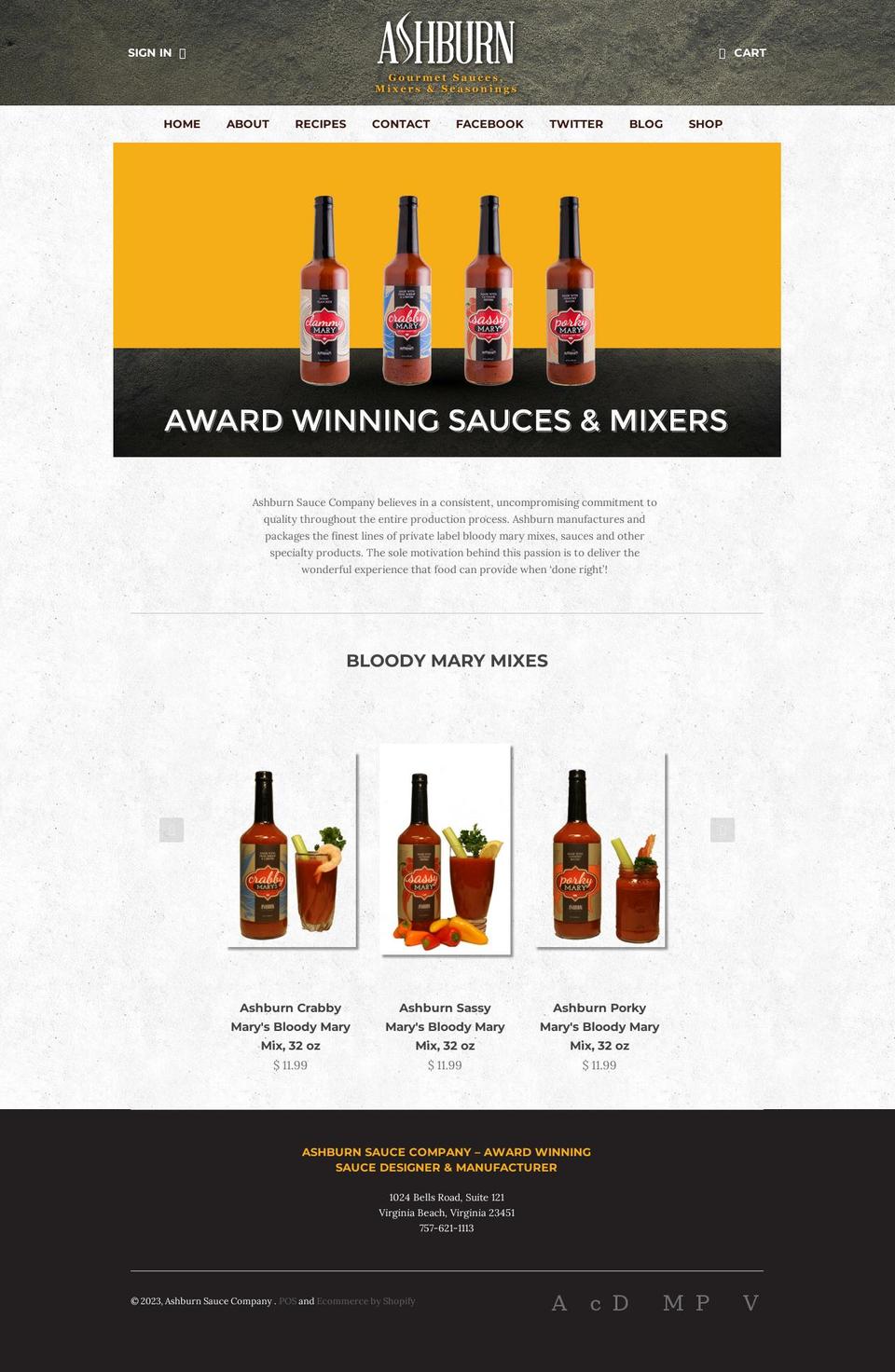 ashburn-sauce.myshopify.com shopify website screenshot