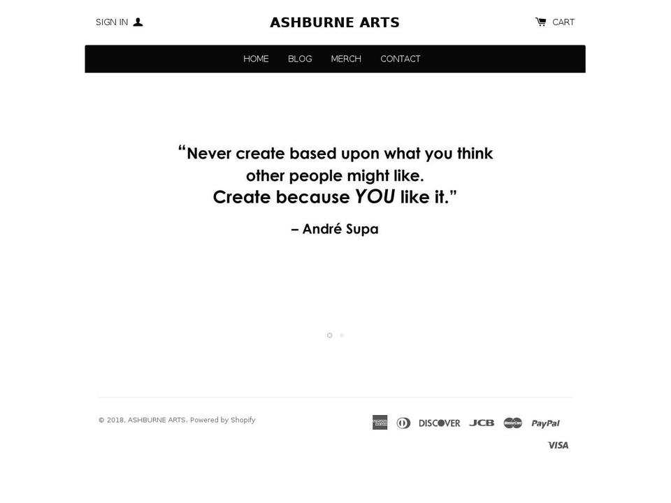 ashburnearts.com — Shopify storefront screenshot
