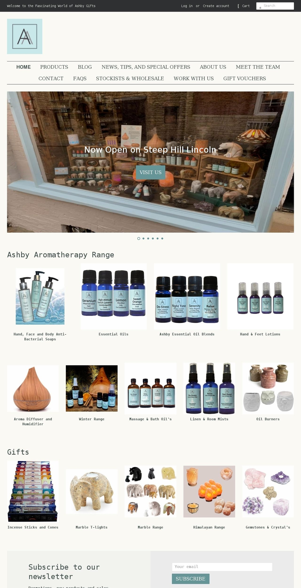 ashbyaromatherapy.co.uk shopify website screenshot