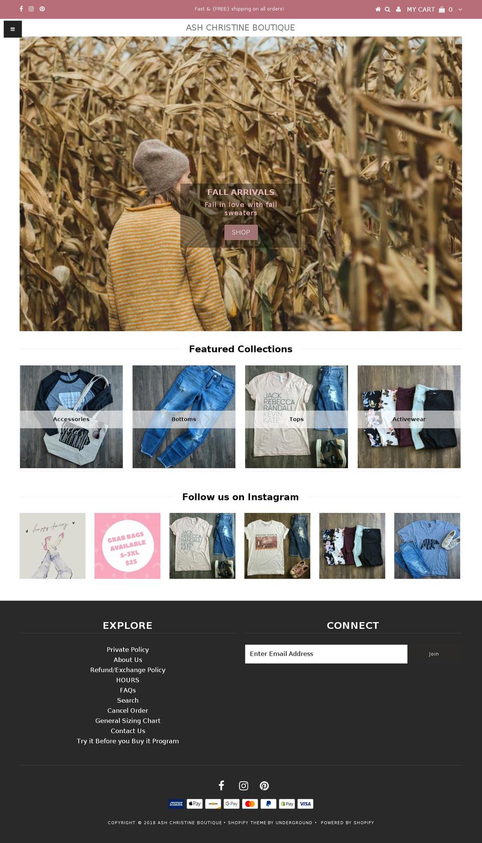ashchristineboutique.com — Shopify storefront screenshot