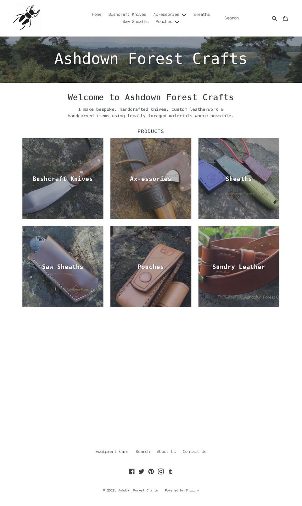 ashdownforestcrafts.co.uk shopify website screenshot