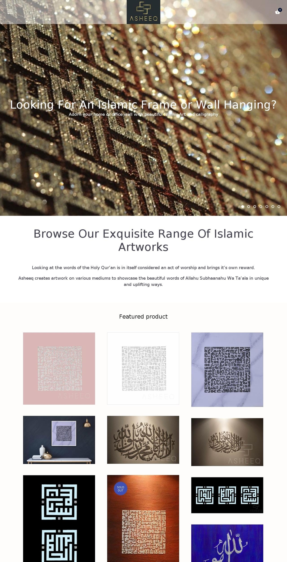 asheeqart.com — Shopify storefront screenshot