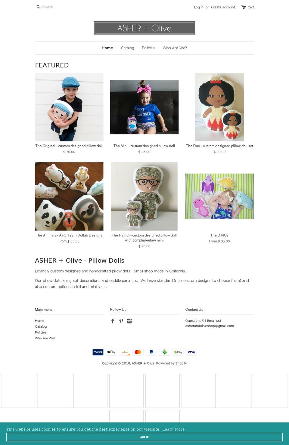 asherandoliveshop.com — Shopify storefront screenshot