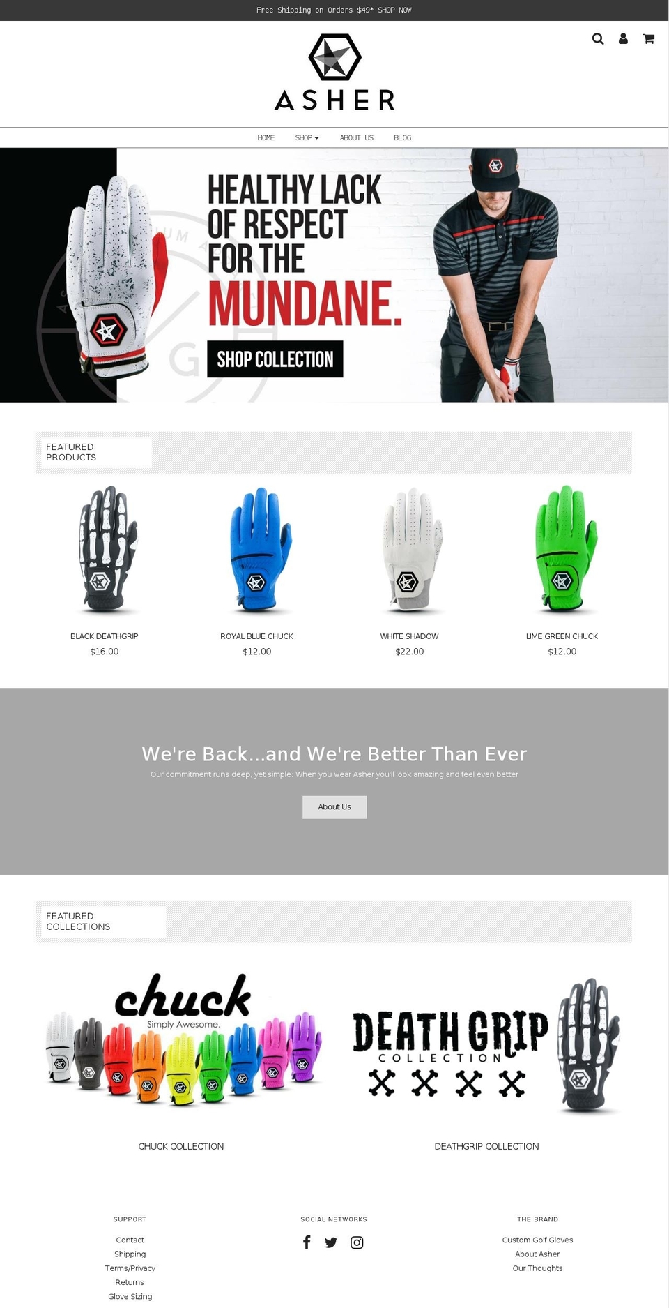 ashergolf.com shopify website screenshot