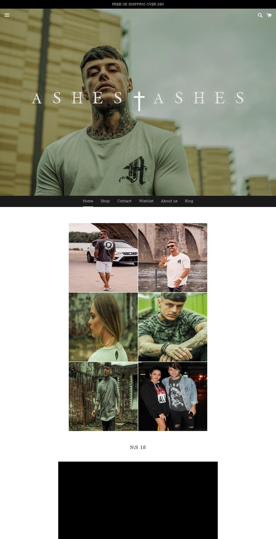 ashestoashesclothing.com — Shopify storefront screenshot