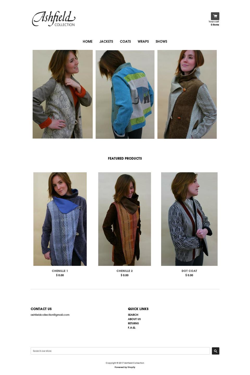 ashfieldcollection.com shopify website screenshot