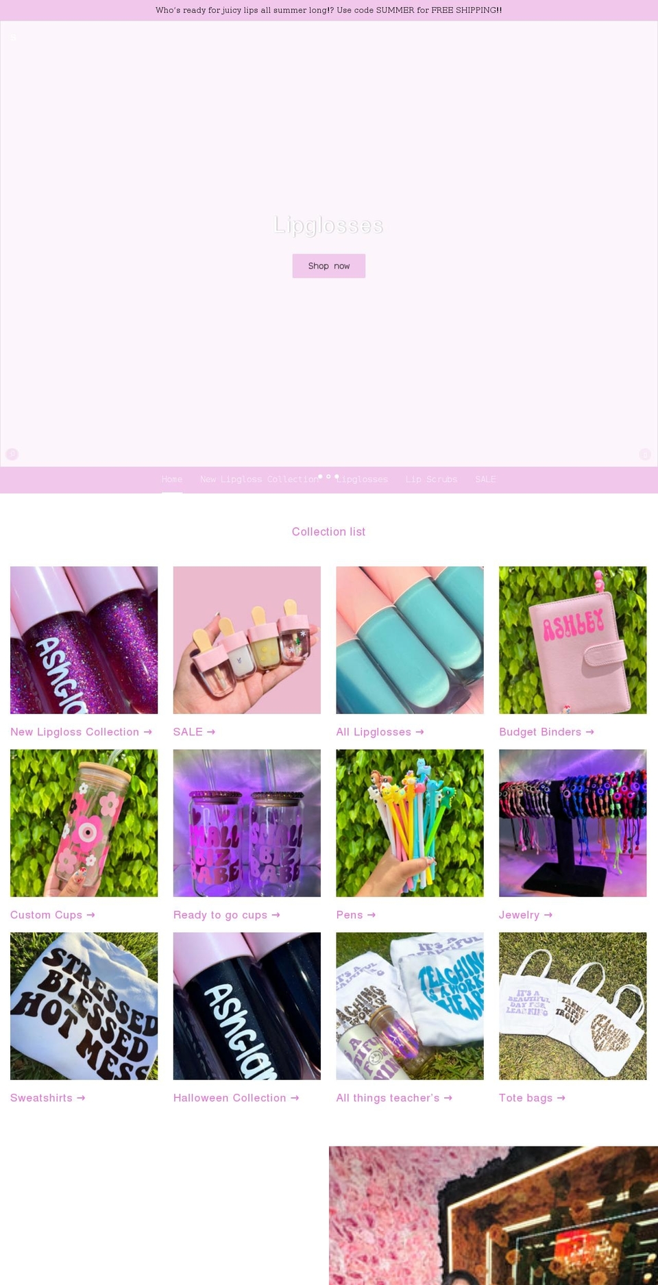 ashglamshop.com shopify website screenshot