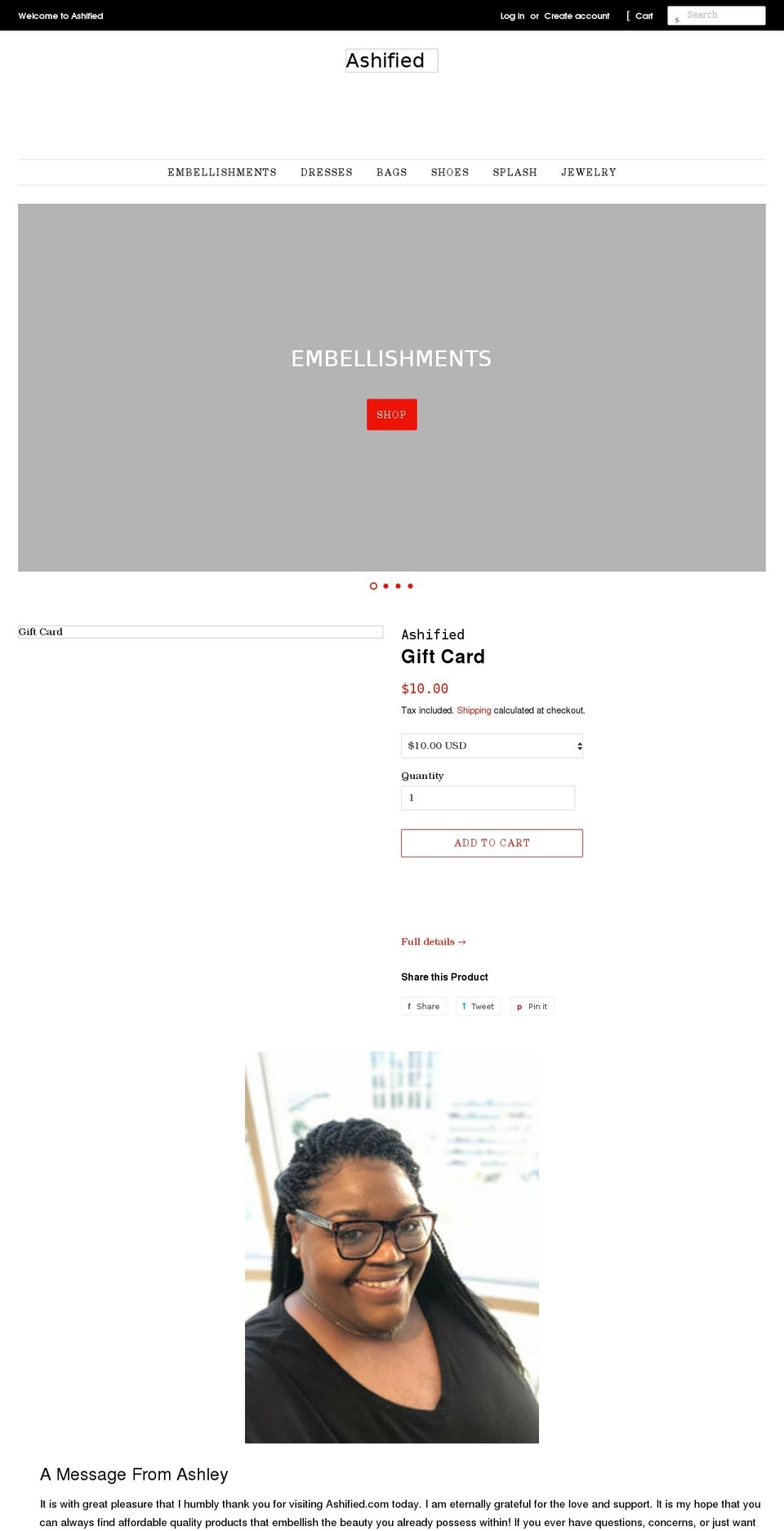 ashified.com shopify website screenshot