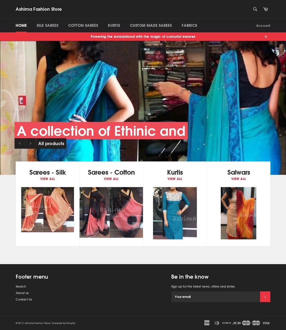 ashimafashion.net shopify website screenshot