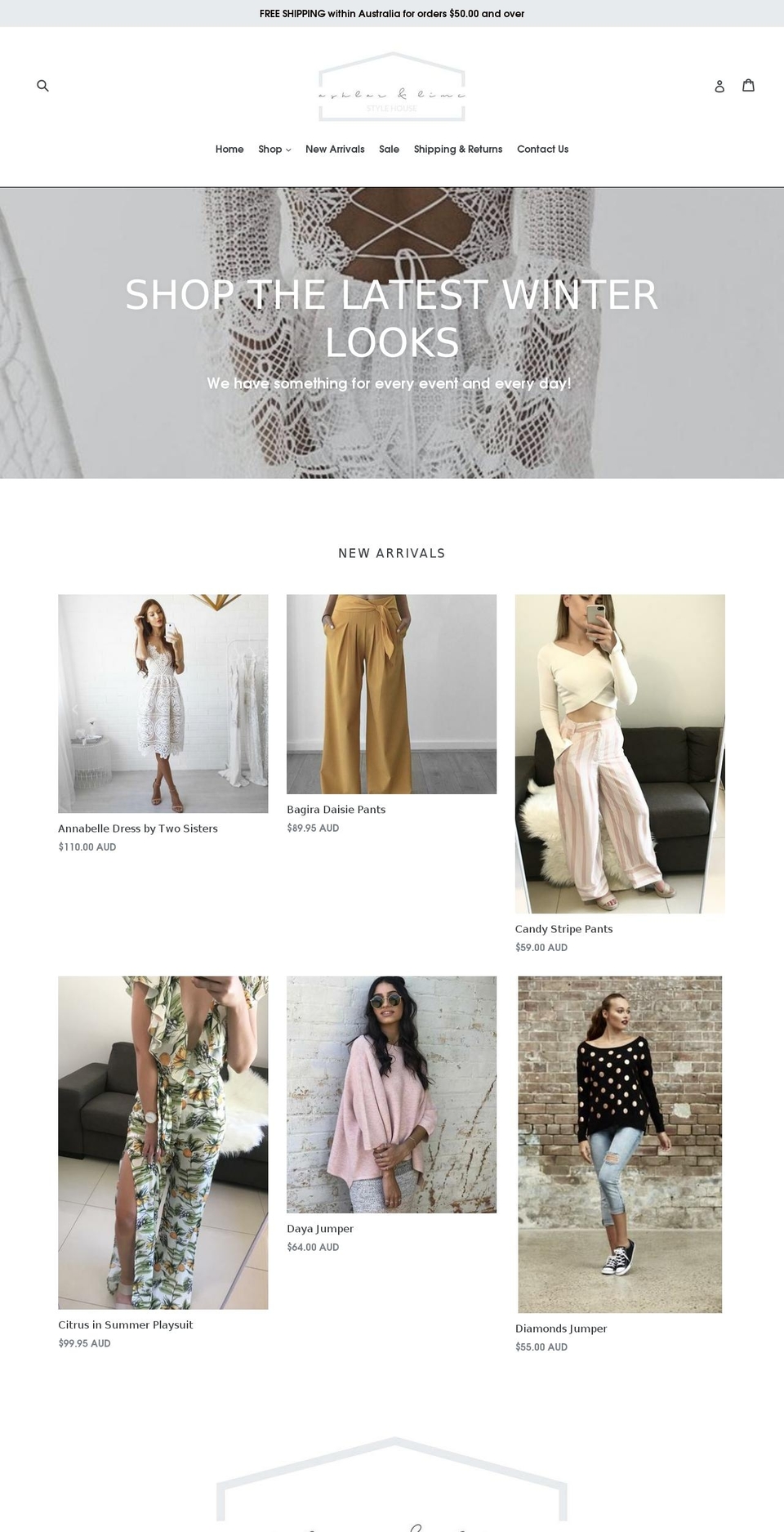 ashlarandlime.com — Shopify storefront screenshot