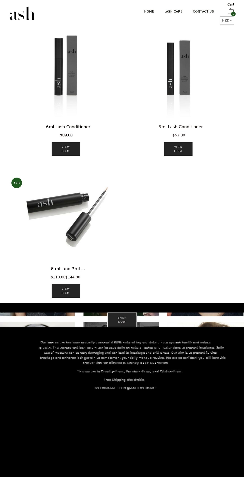 ashlashcare.com — Shopify storefront screenshot