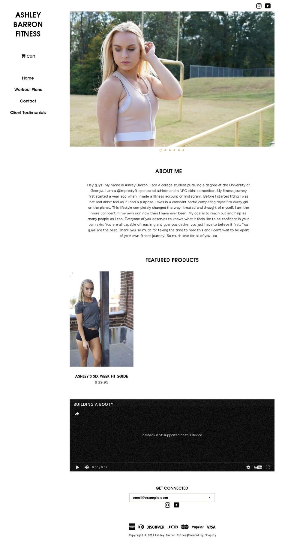 ashleybarronfitness.com shopify website screenshot