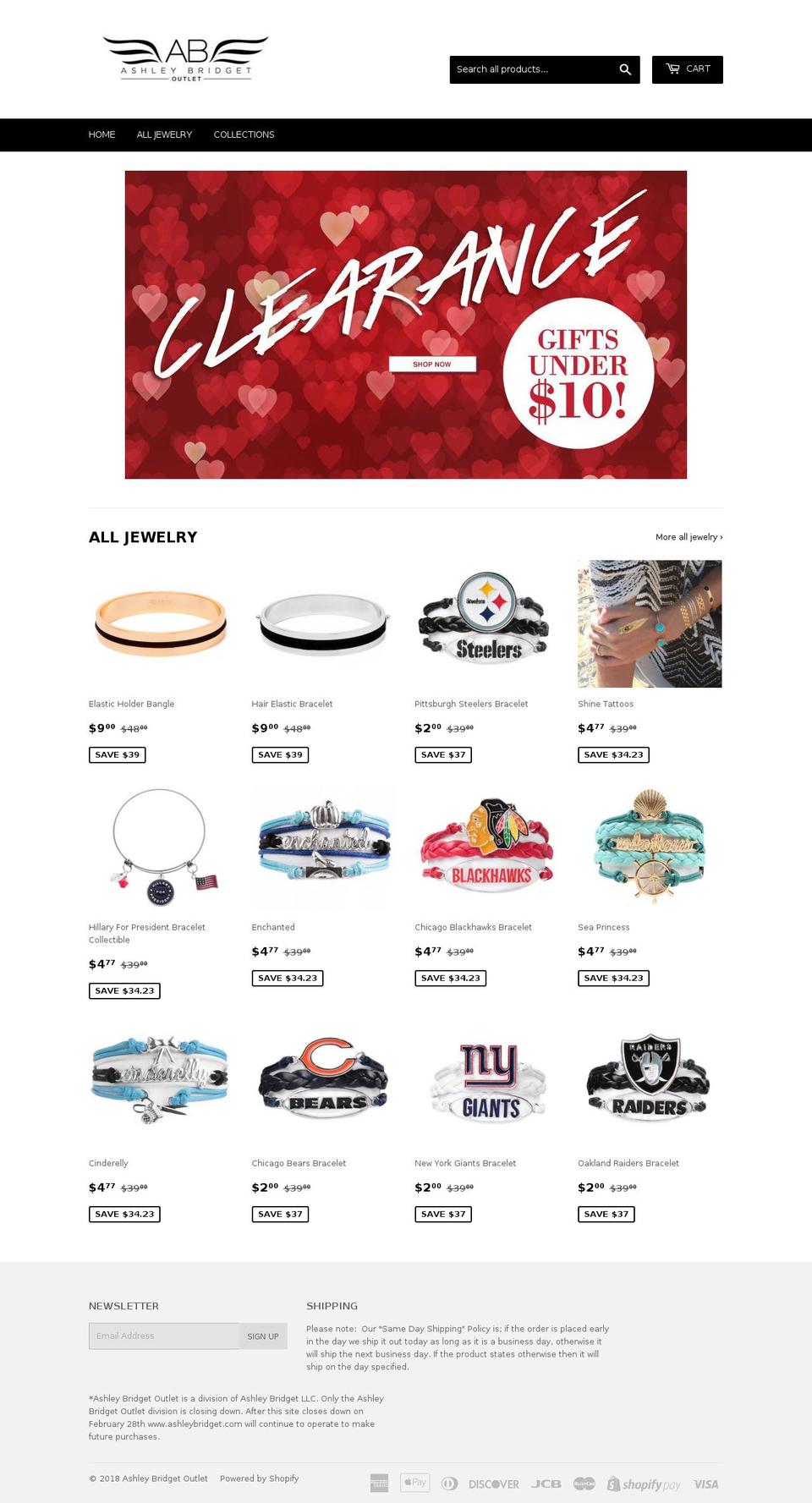 ashleybridgetoutlet.com shopify website screenshot