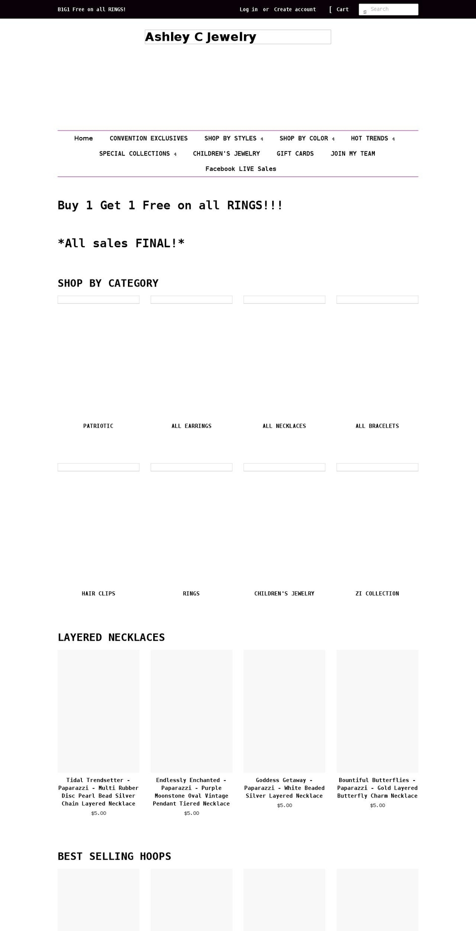 ashleycjewelry.com shopify website screenshot