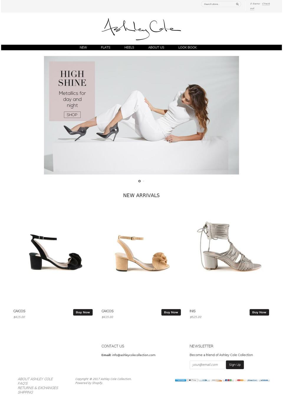 ashleycolecollection.com shopify website screenshot