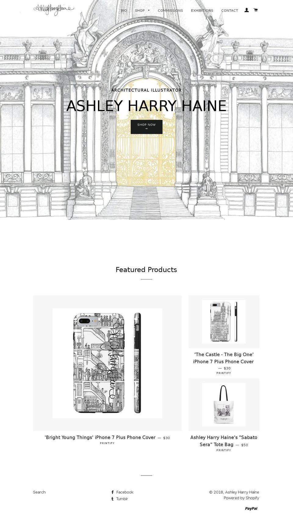 ashleyharryhaine.com — Shopify storefront screenshot