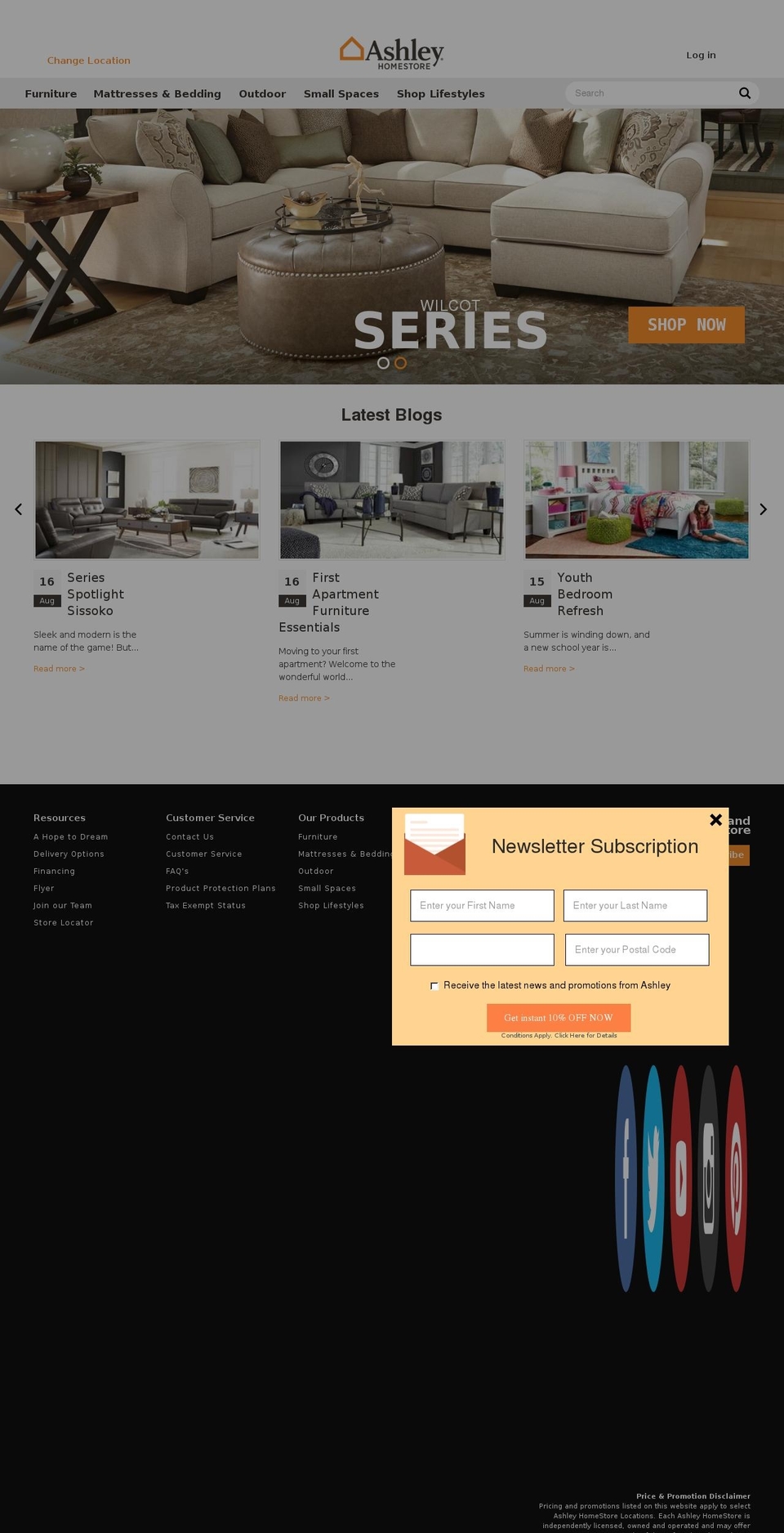 ashleyhomestore.ca shopify website screenshot