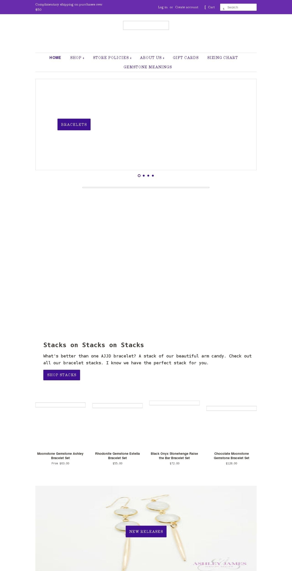 ashleyjamesjewelrydesign.com shopify website screenshot