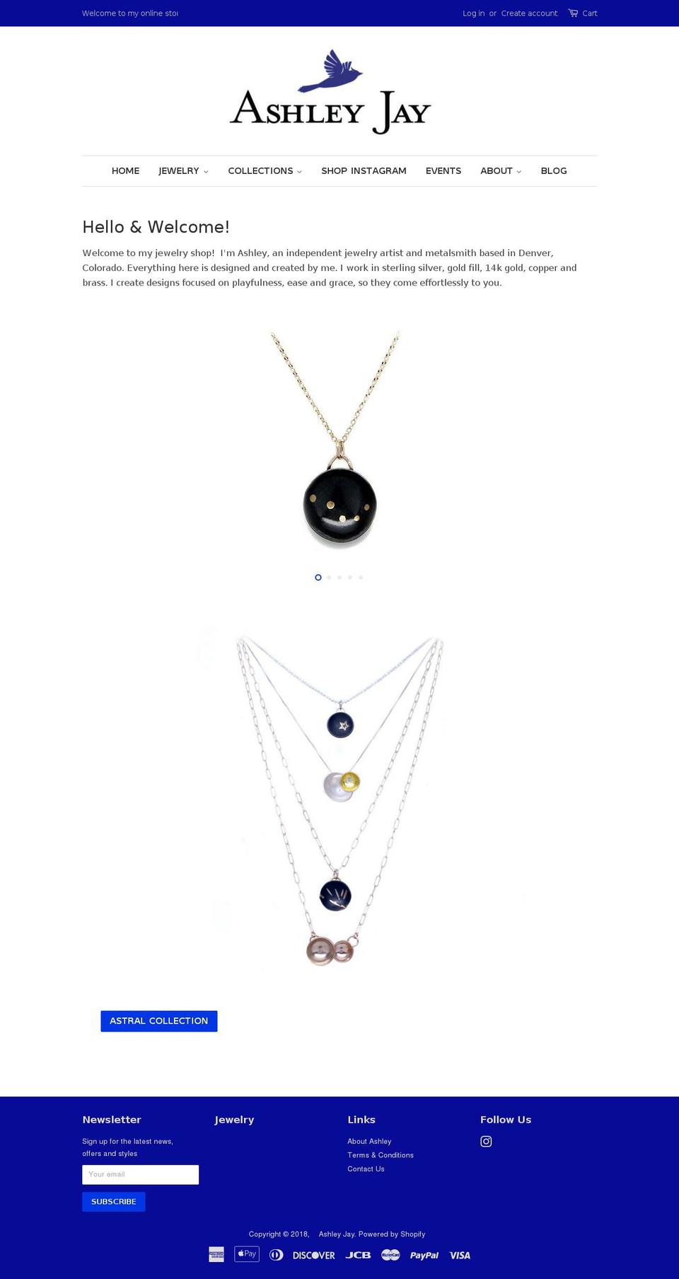 ashleyjayjewelry.com — Shopify storefront screenshot