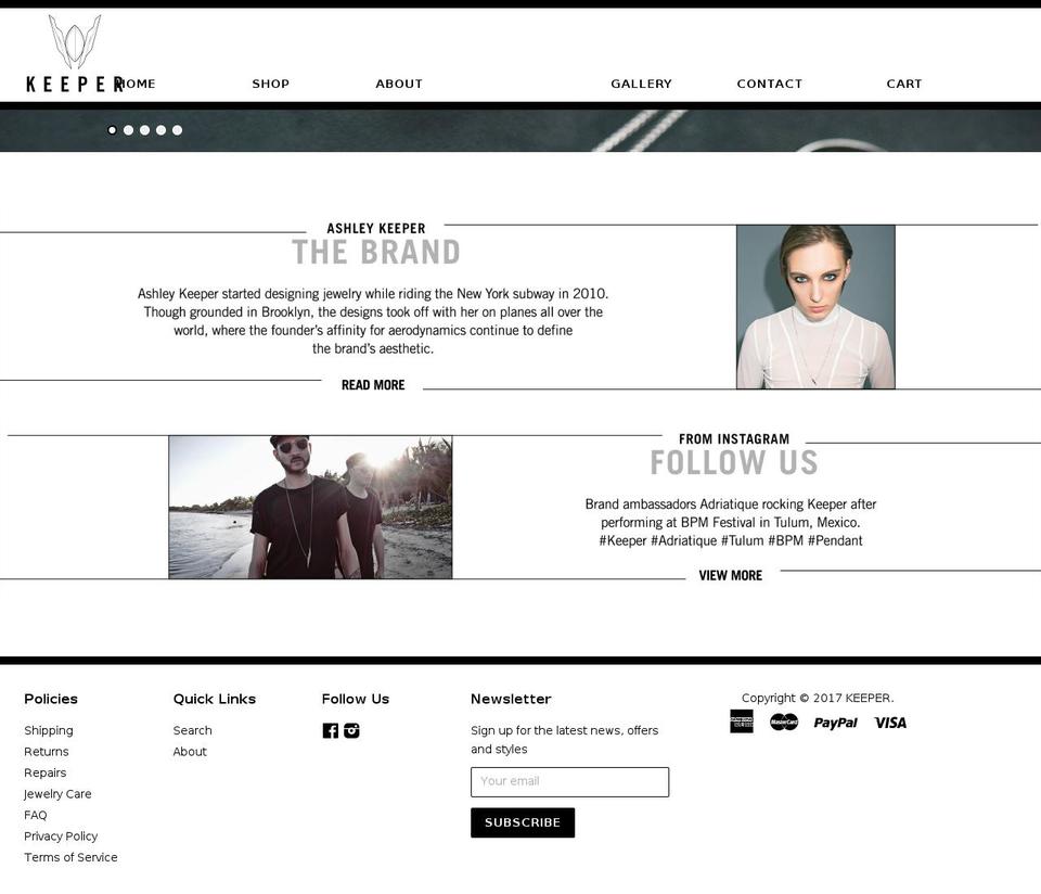 ashleykeeper.com shopify website screenshot