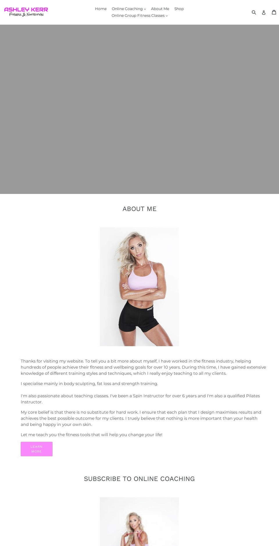 ashleykerrfit.com shopify website screenshot