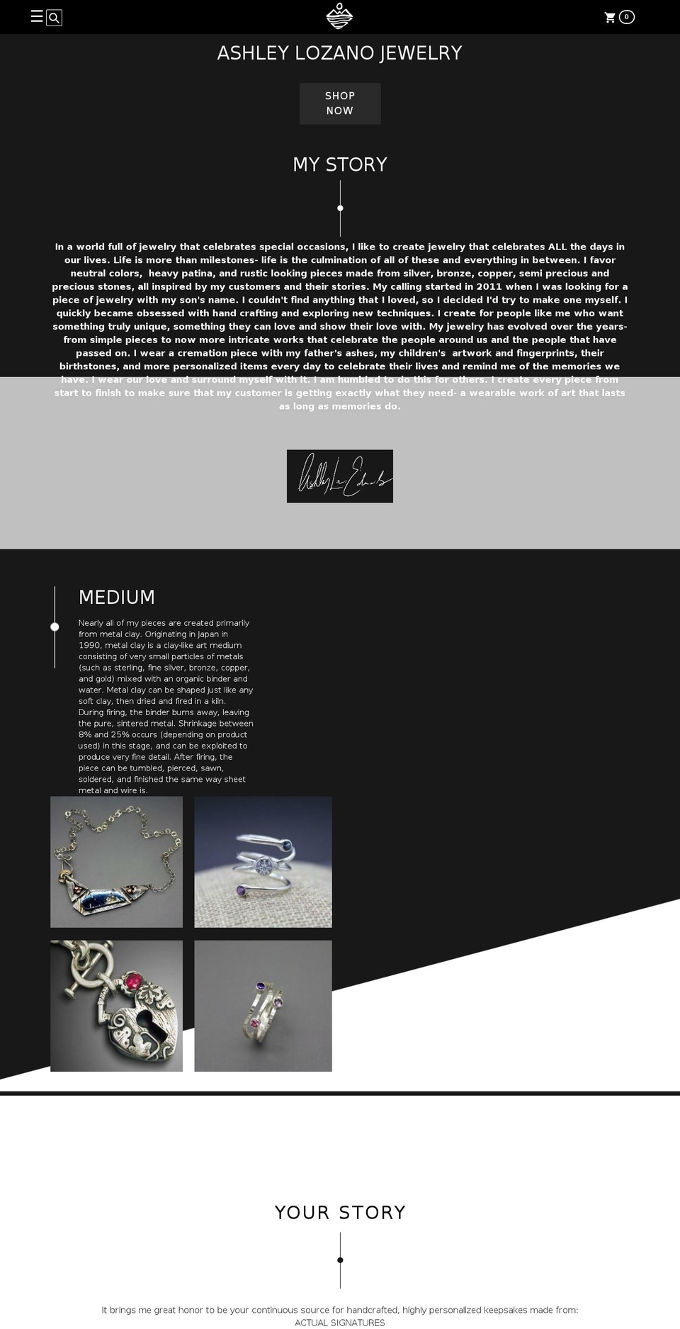 ashleylozanojewelry.com — Shopify storefront screenshot