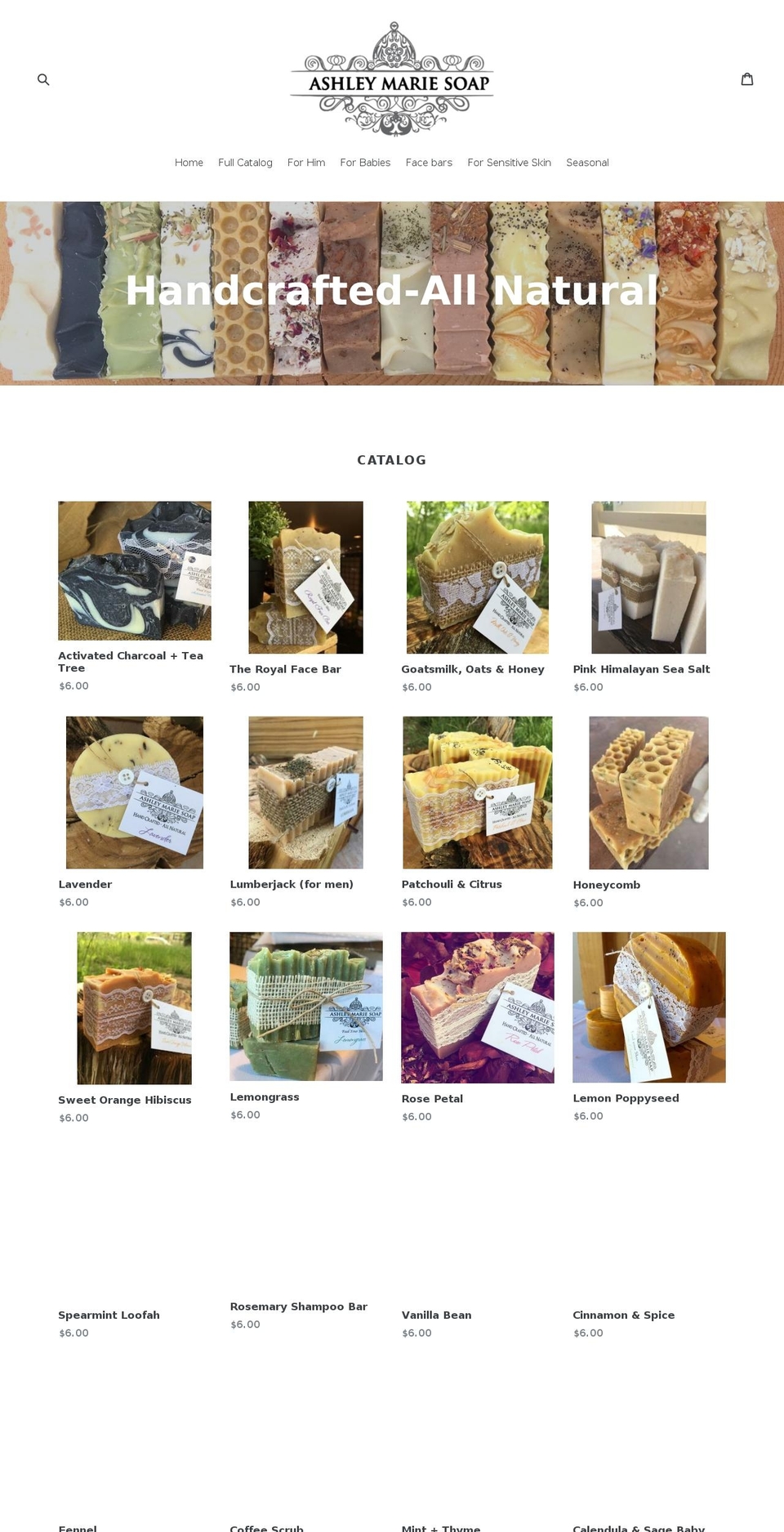 ashleymariesoap.com — Shopify storefront screenshot