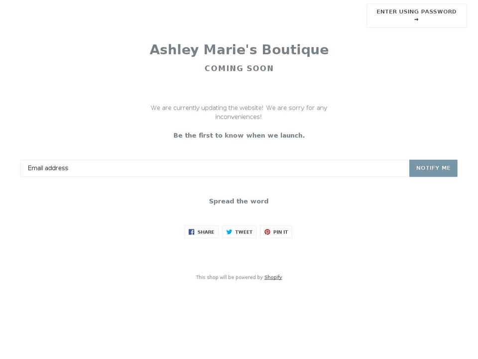 ashleymariesshop.com — Shopify storefront screenshot