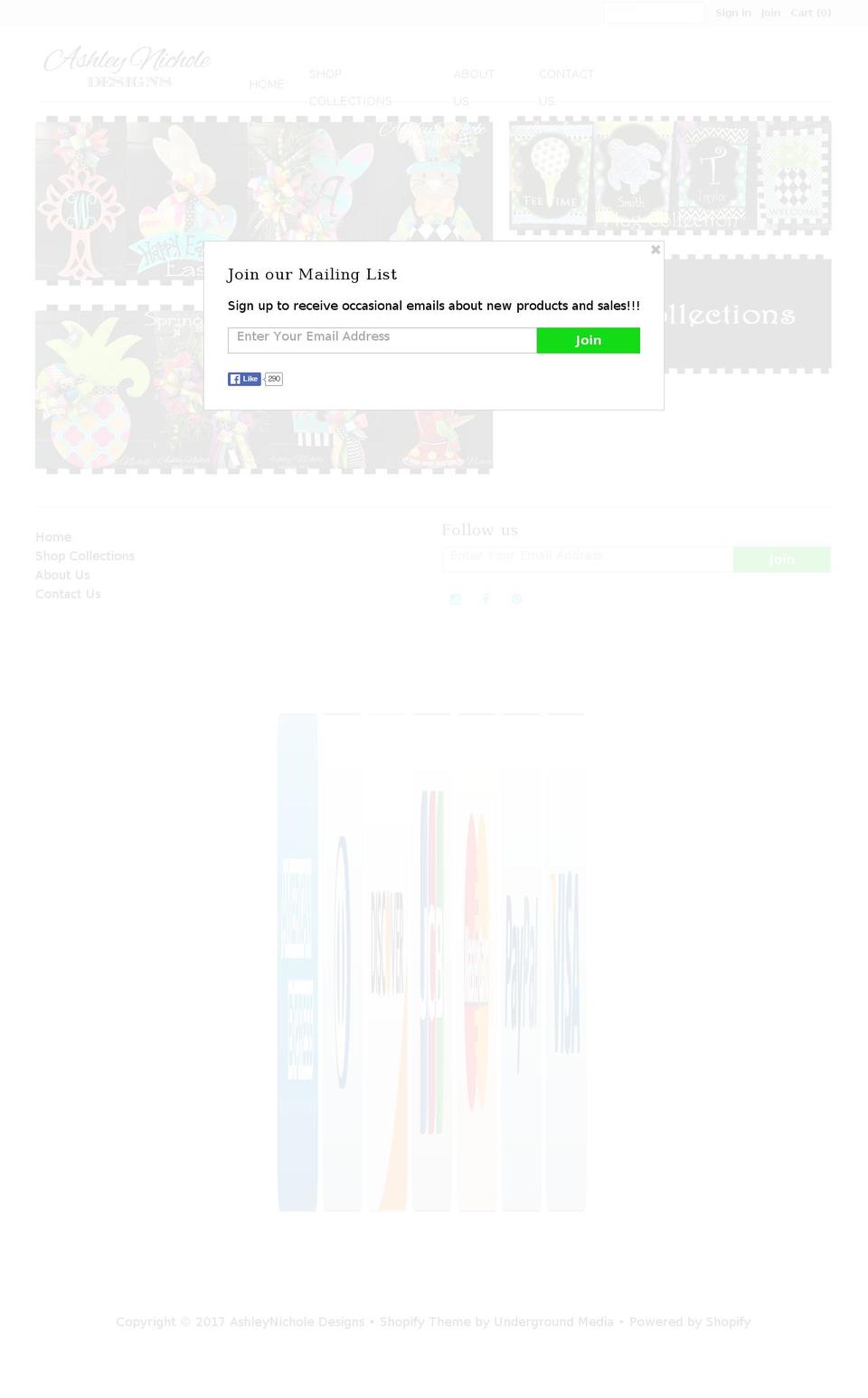 ashleynicholedesigns.com shopify website screenshot