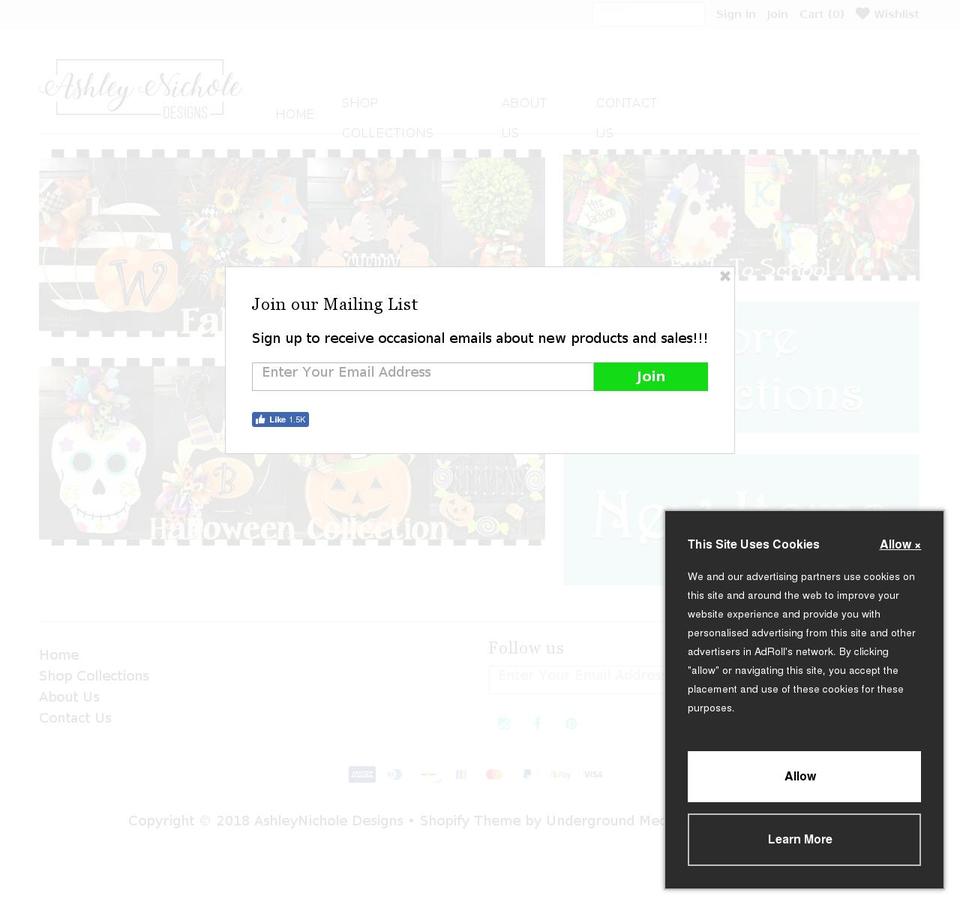 ashleynicholes.com — Shopify storefront screenshot
