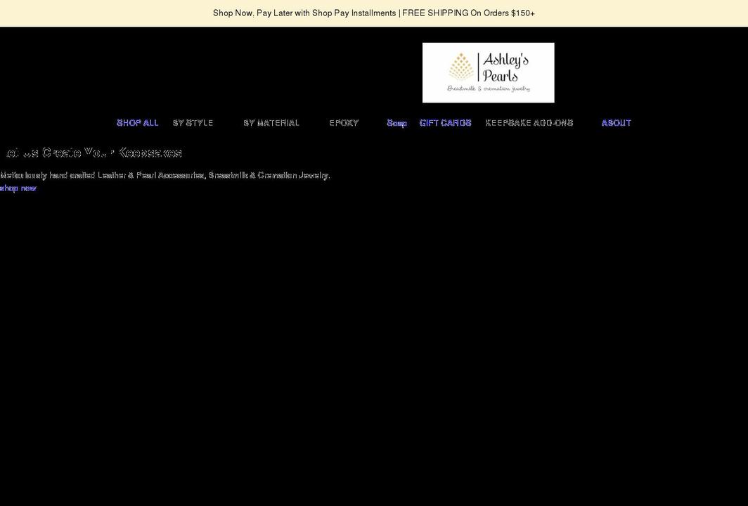 ashleys-pearls.com shopify website screenshot