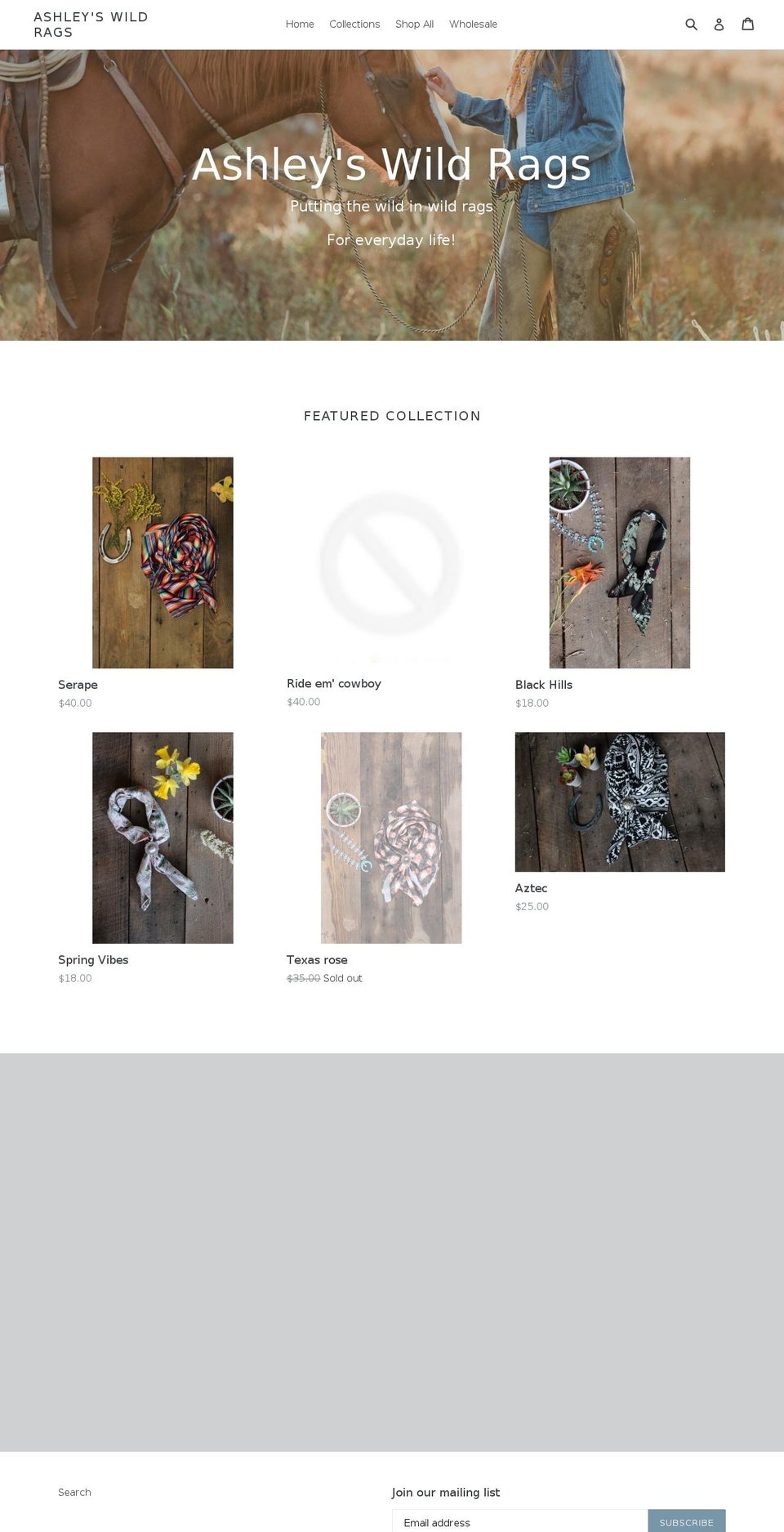 ashleyswildrags.com — Shopify storefront screenshot