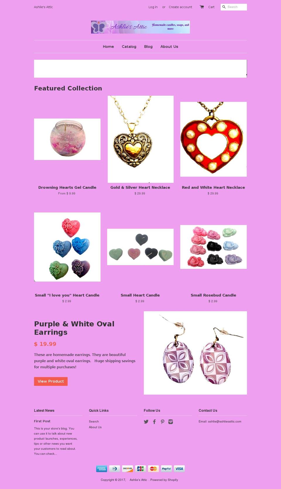 ashliesattic.com shopify website screenshot