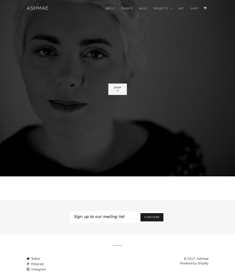 ashmae.com shopify website screenshot