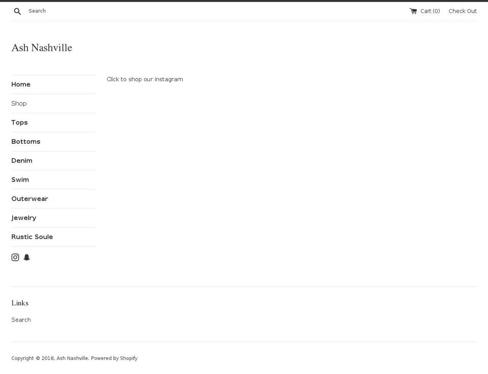 ashnashville.com — Shopify storefront screenshot