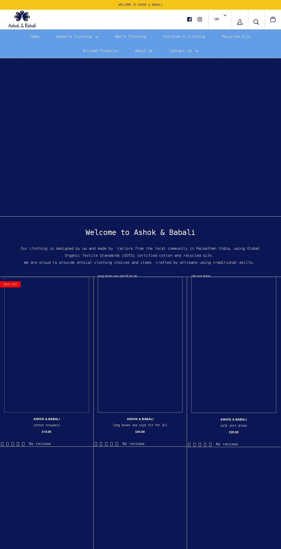 ashokandbabali.com shopify website screenshot