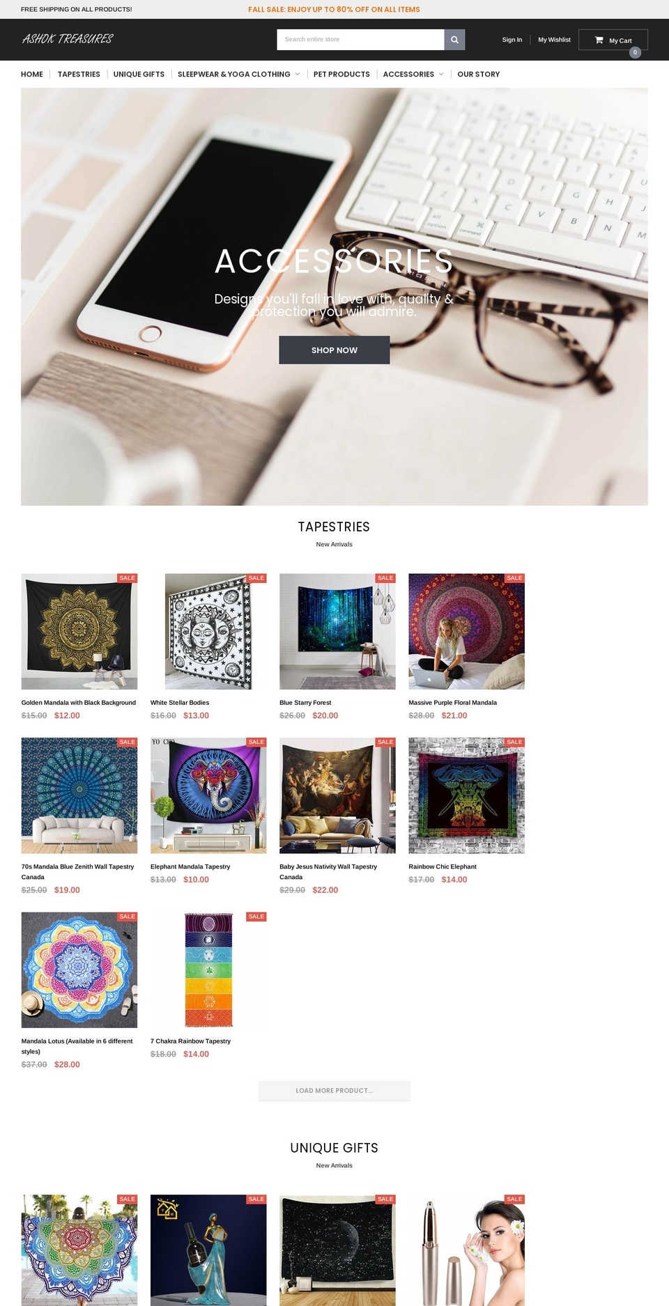 ashoktreasures.com — Shopify storefront screenshot