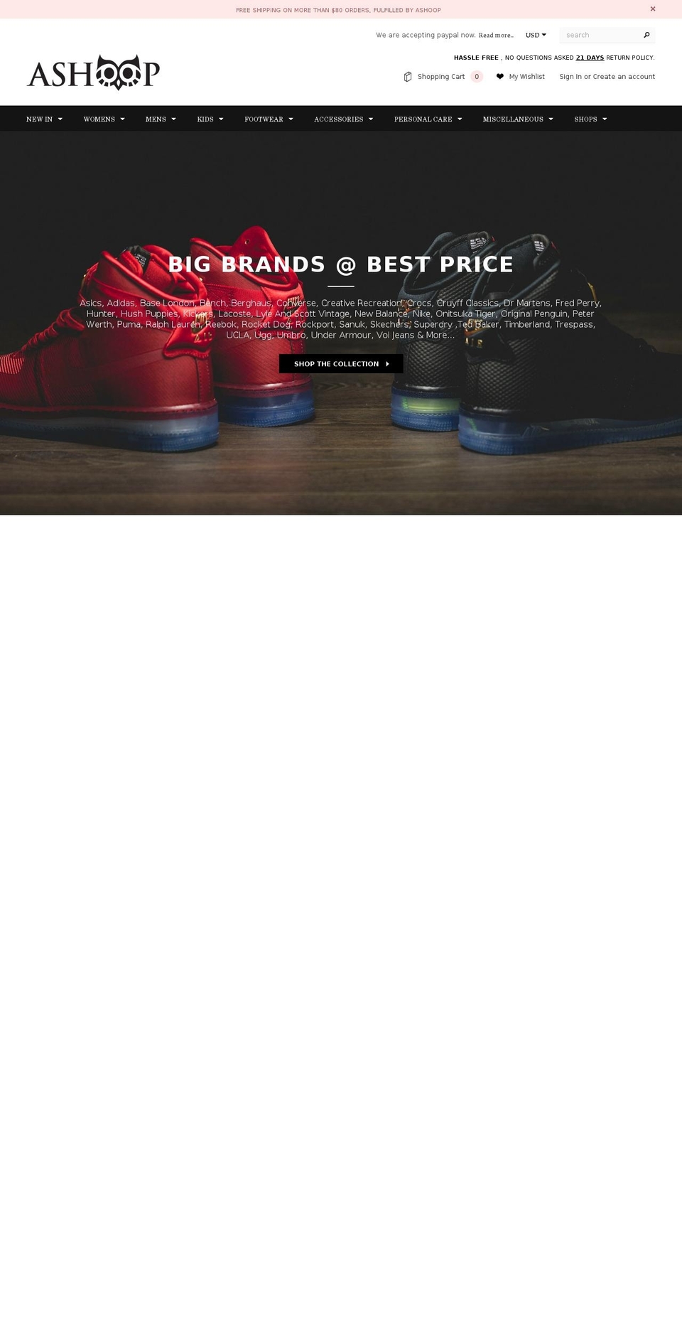 ashoop.com shopify website screenshot