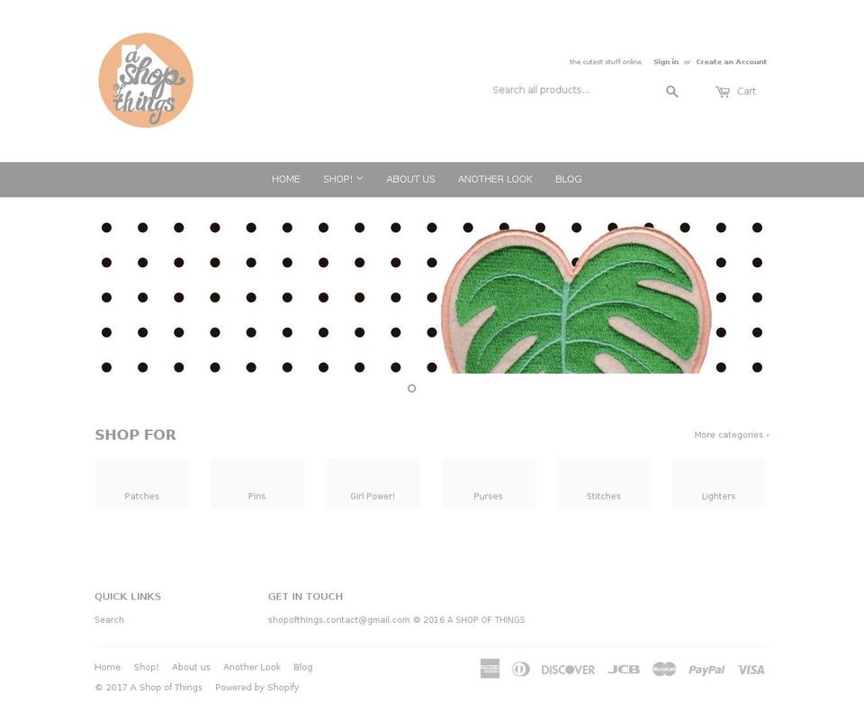 ashopofthings.com shopify website screenshot