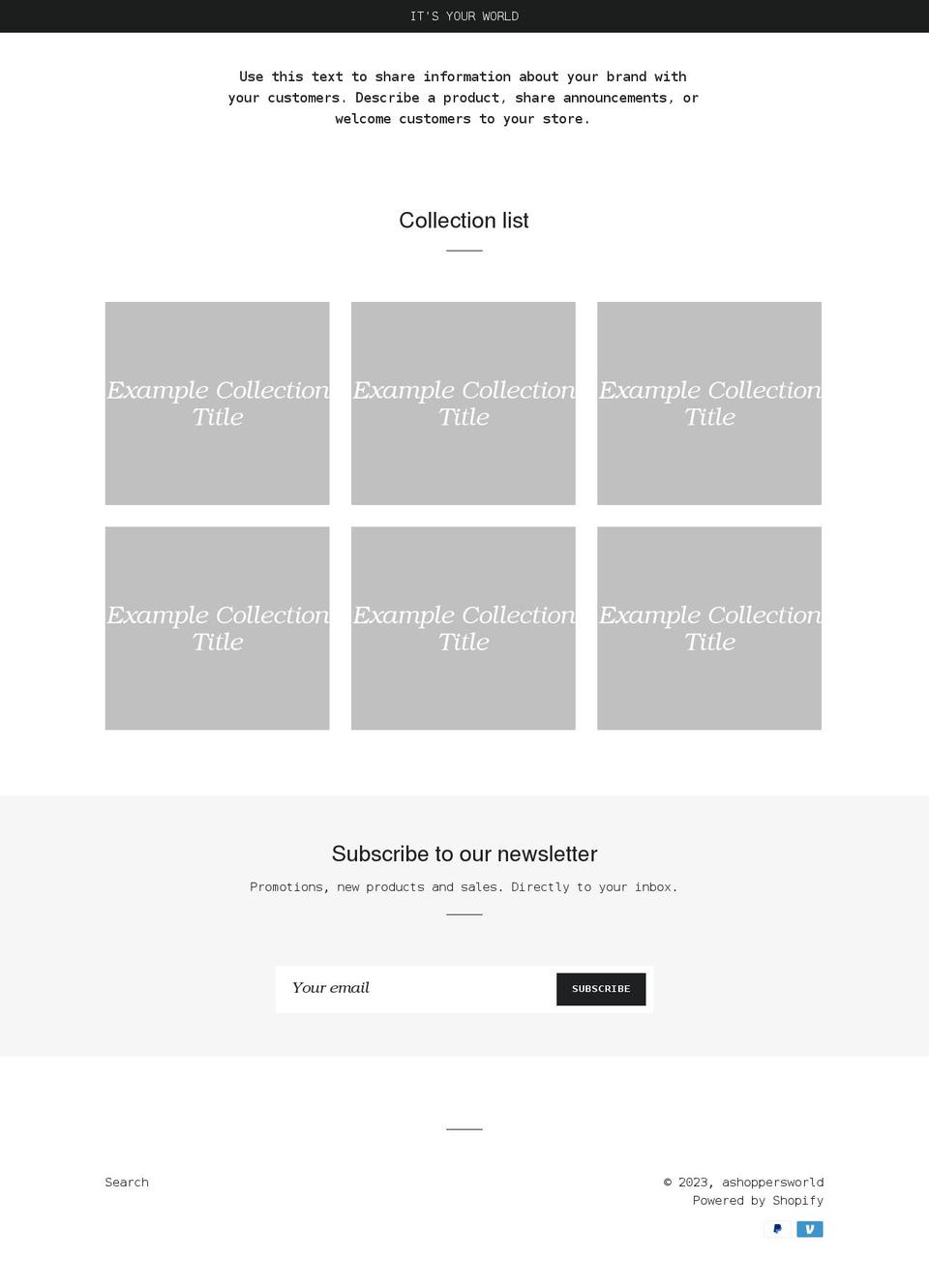 ashoppersworld.com shopify website screenshot
