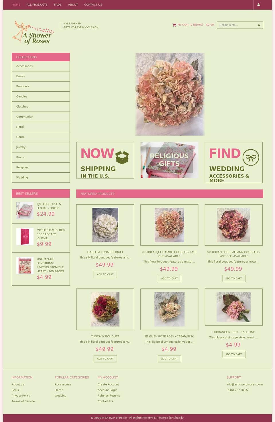 ashowerofroses.com — Shopify storefront screenshot