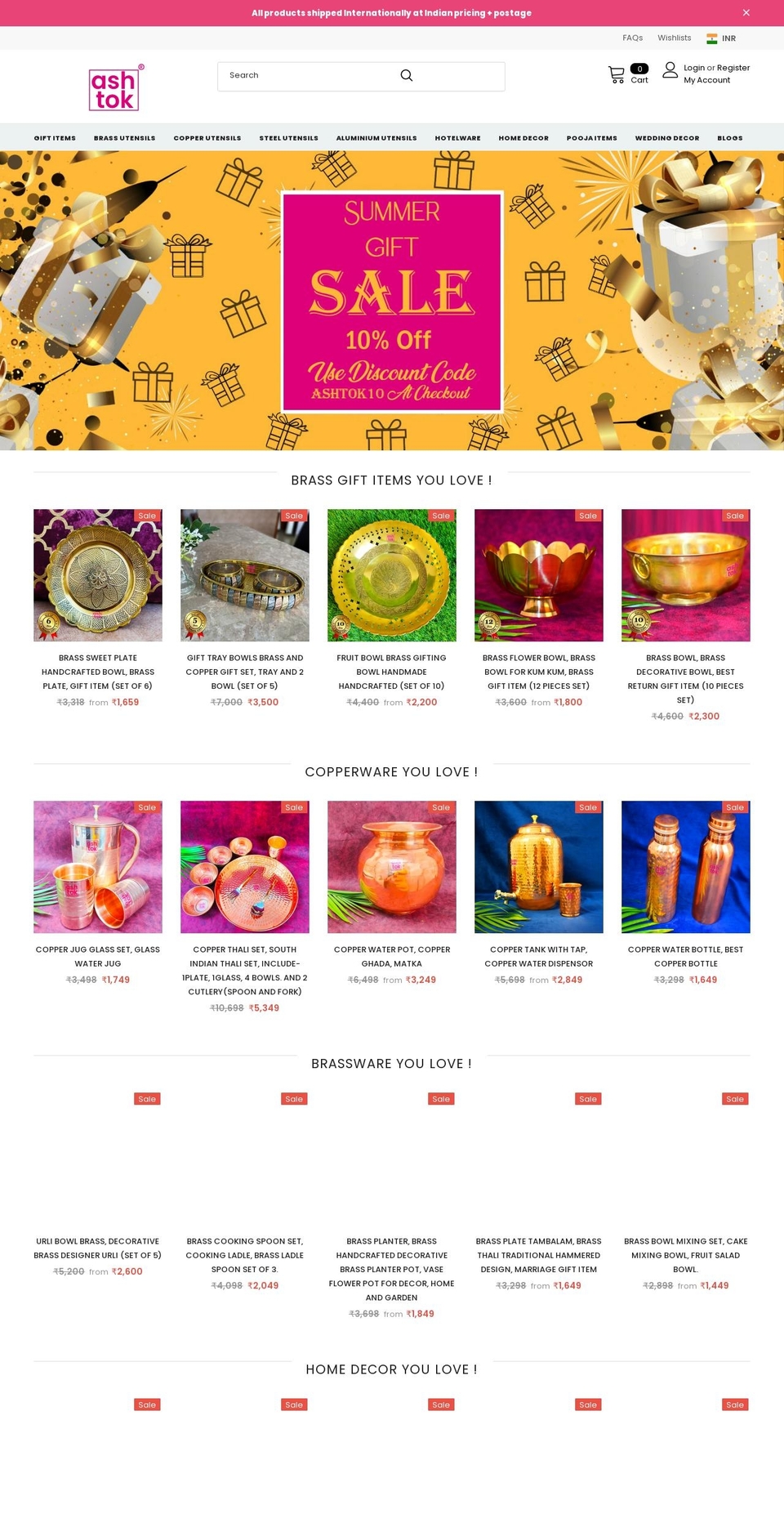 ashtok.com shopify website screenshot