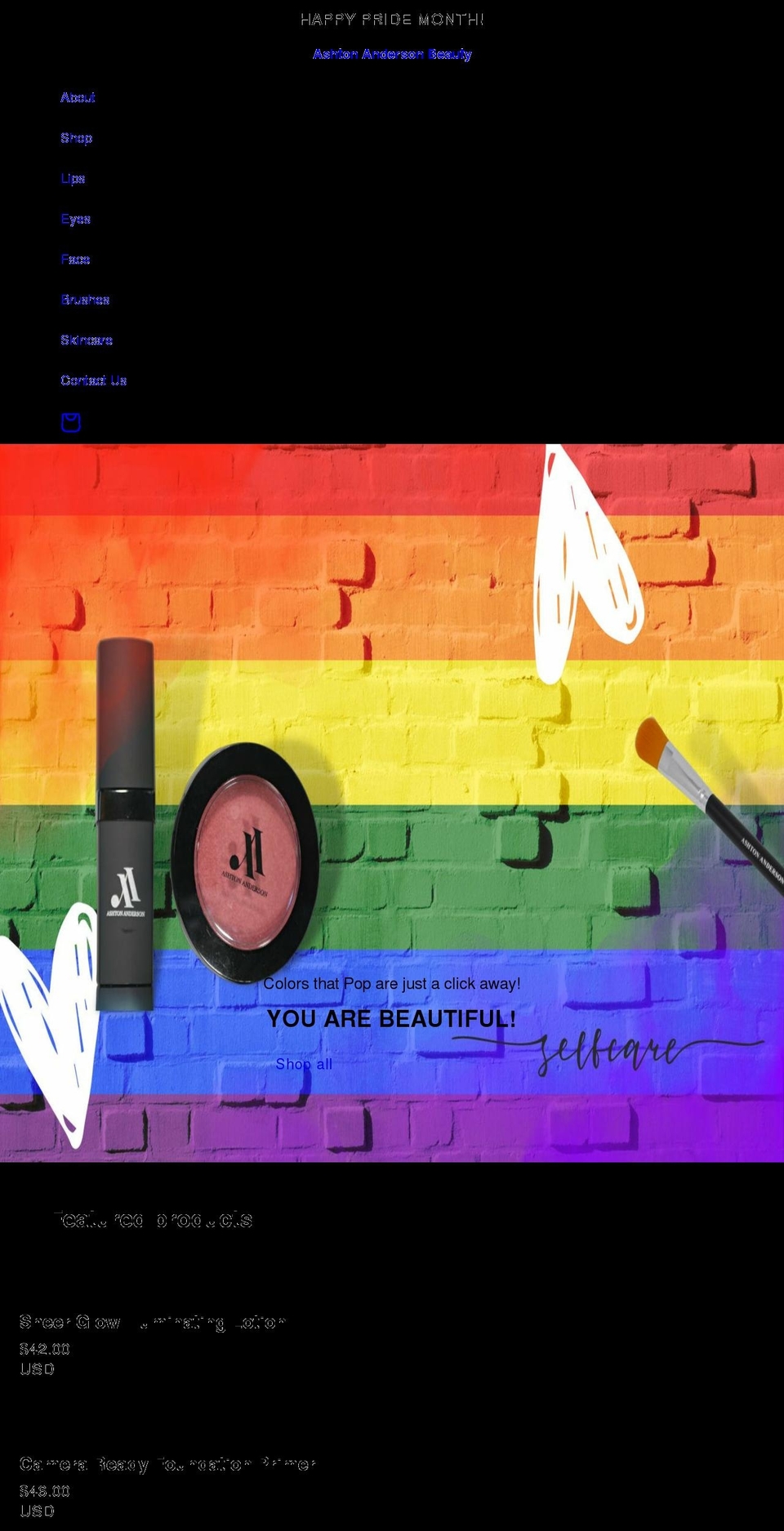 ashtonandersonbeauty.com shopify website screenshot