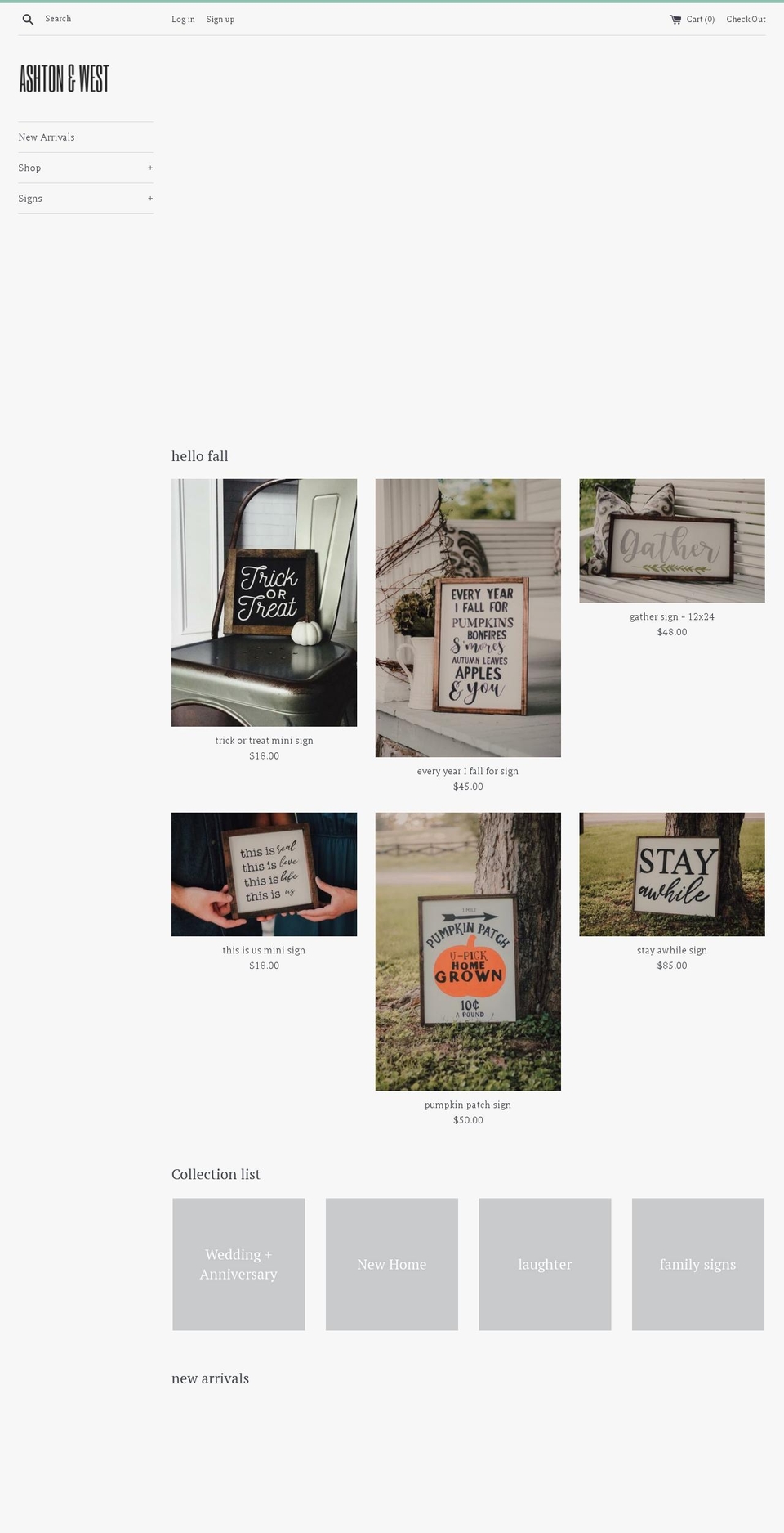 ashtonandwest.com — Shopify storefront screenshot