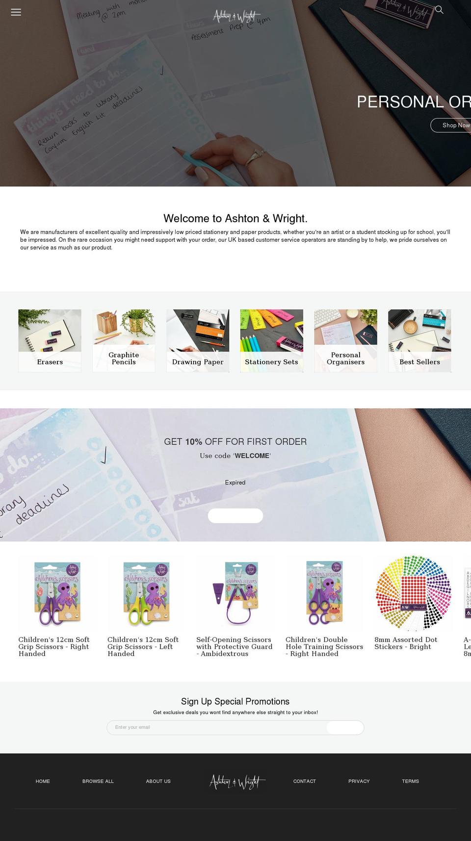 Onis home Shopify theme site example ashtonandwright.com