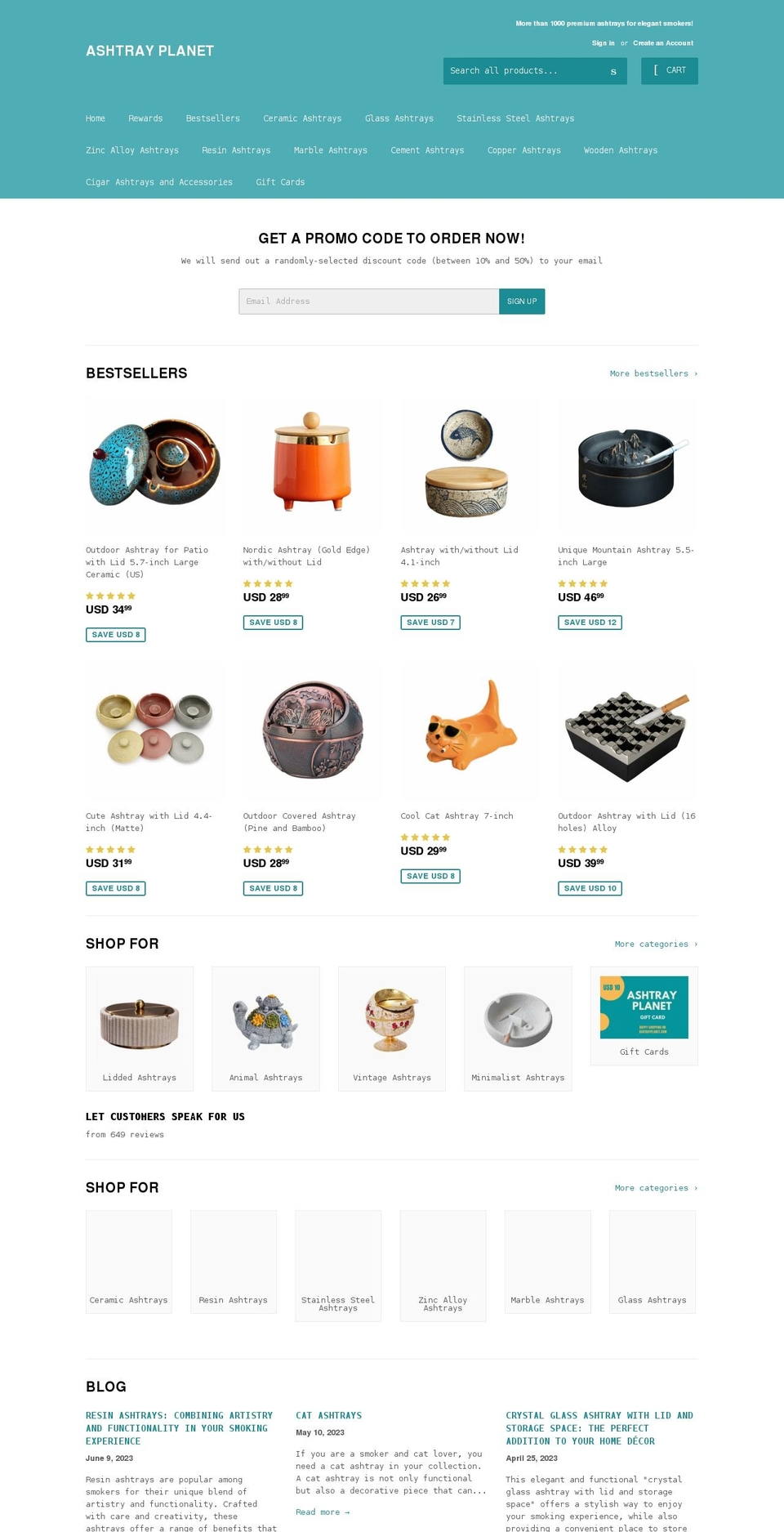 ashtrayplanet.com shopify website screenshot
