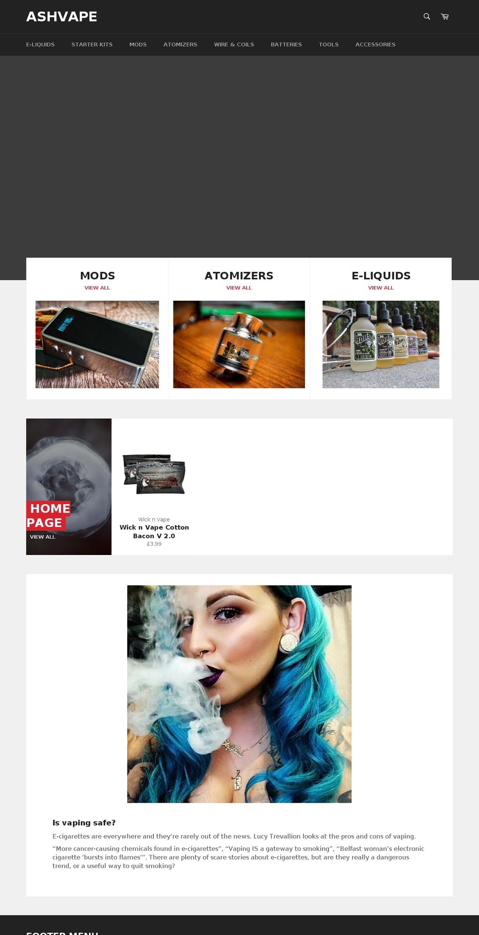 ashvape.com shopify website screenshot