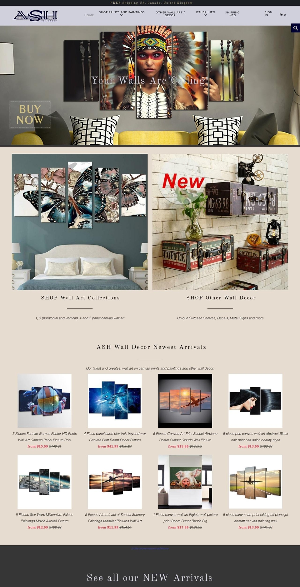 ashwalldecor.com — Shopify storefront screenshot